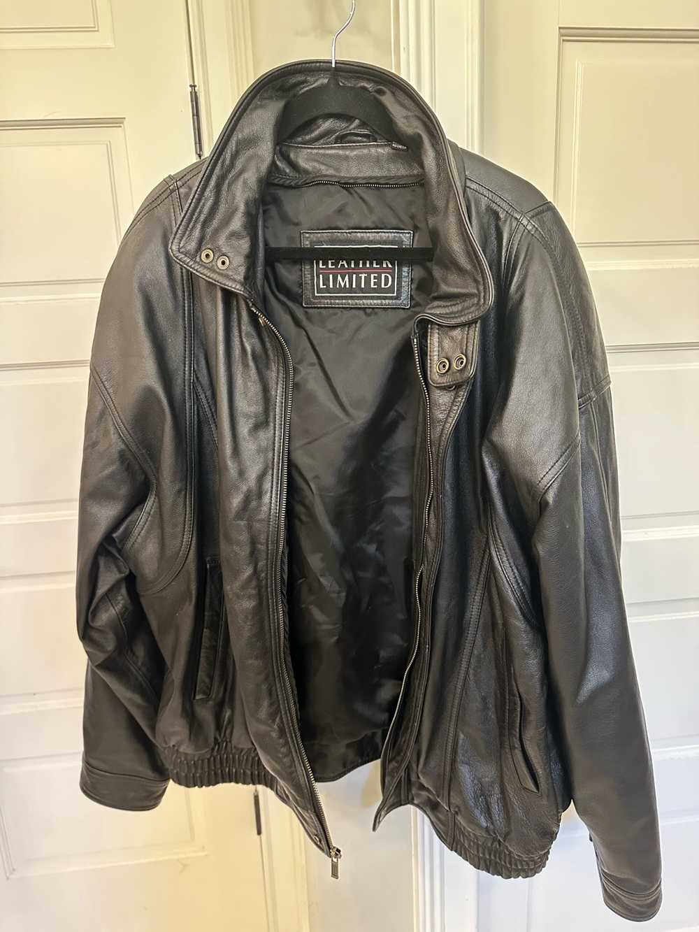 Leather Limited Bomber Jacket Men’s 2X Zipper Button Pockets Black 90s READ